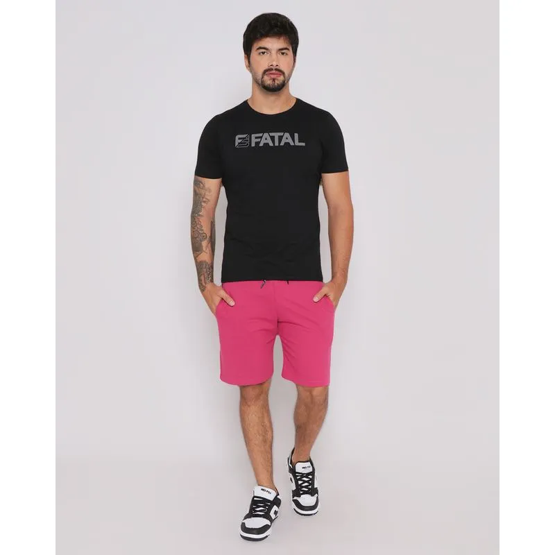 Bermuda Moletinho Masculina Bolso Rosa Médio M