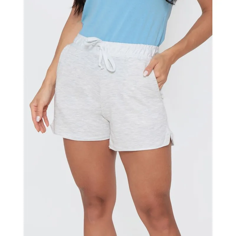 Short Feminino Moletinho Boxer Barra a Fio Cinza G