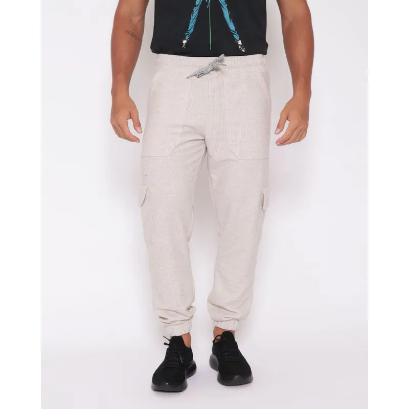 Calça Moletom Sustentável Masculino Jogger Bege Médio P