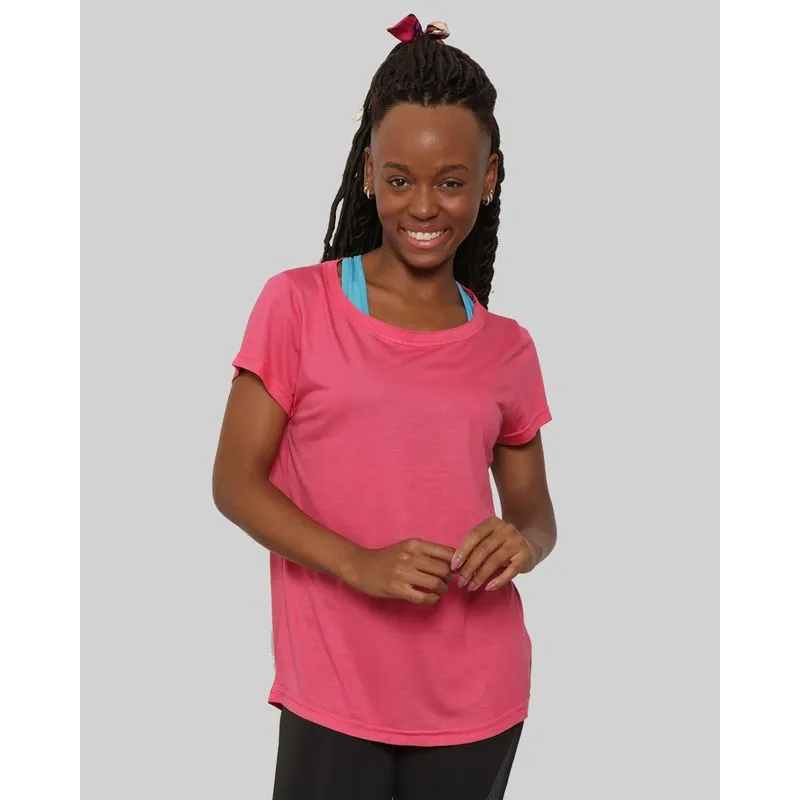Blusa Feminina Fitness Fitter Branco Rosa Escuro P