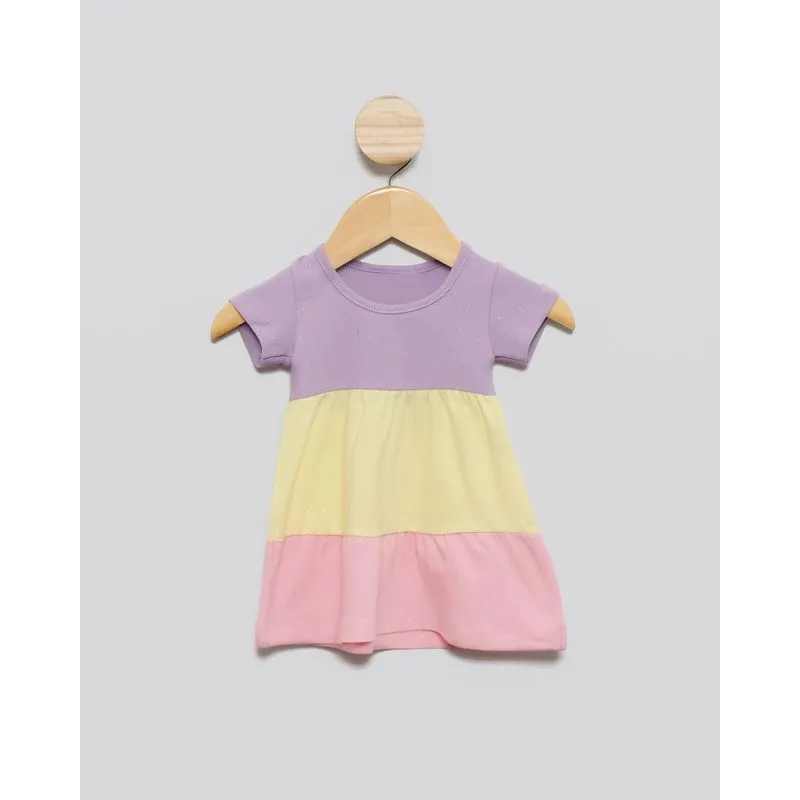 Vestido Bebê Manga Curta Três Marias Lilás G