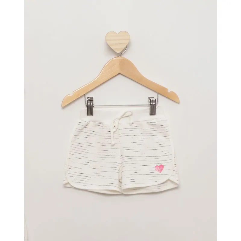 Short Bebê Moletinho Rajado Off White 3