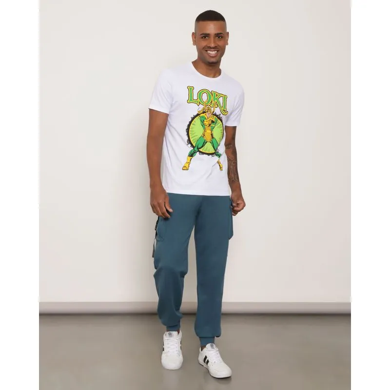 Calça Moletinho Masculina Bolso Cargo Jogger Azul G