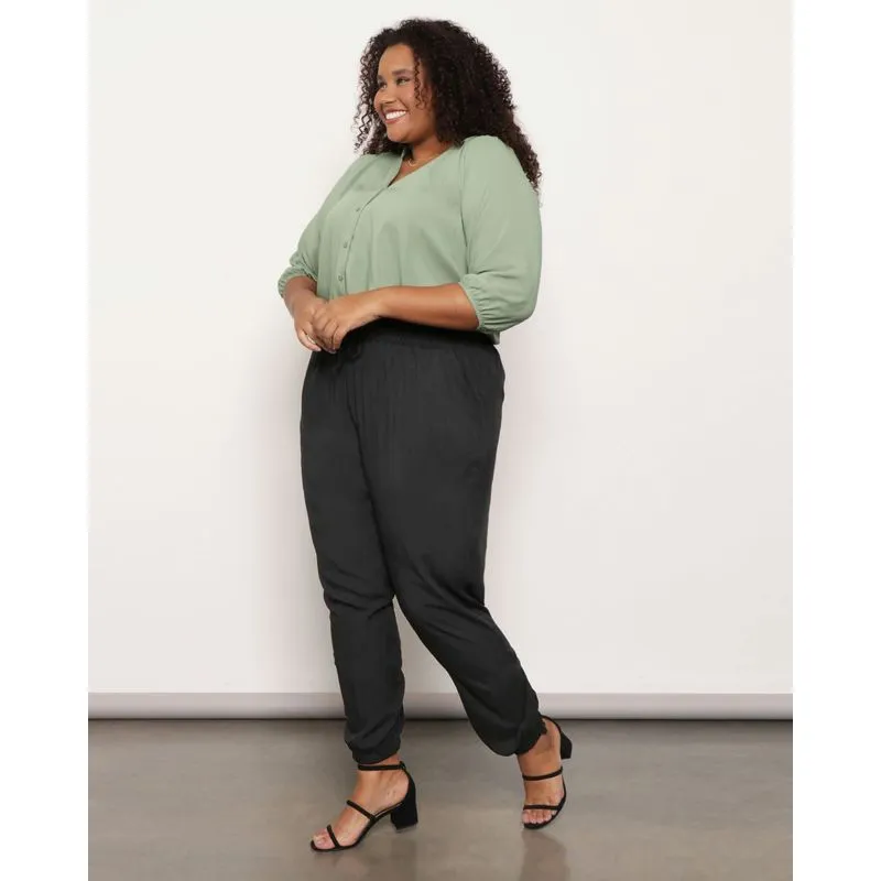 Calça Feminina Plus Size Jogger Preta G3