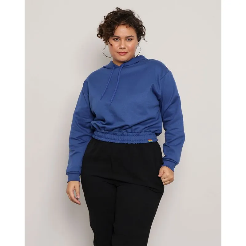 Blusão Plus Size Moletom Feminino Pride Azul G3