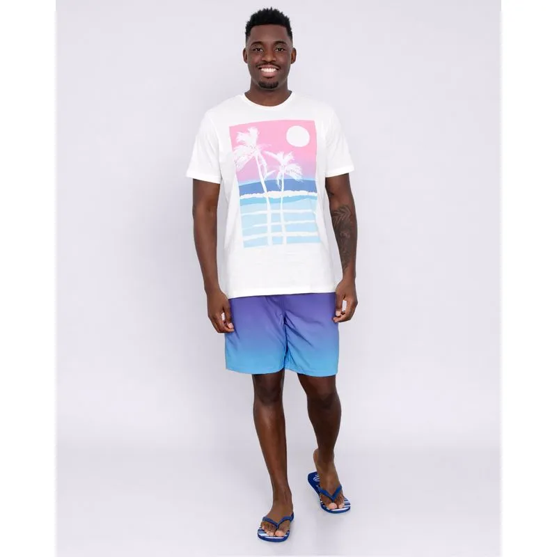 Bermuda Surf Masculina Degrade Com Cordão Ajustável Azul GG