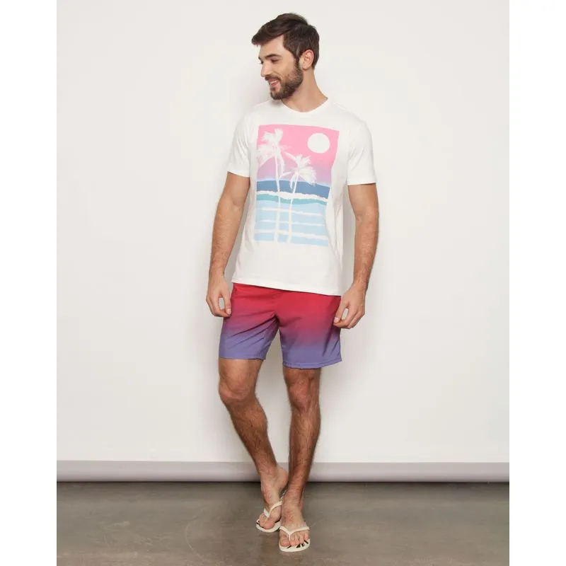 Bermuda Surf Masculina Reta com Cordão Degrade Vermelha M