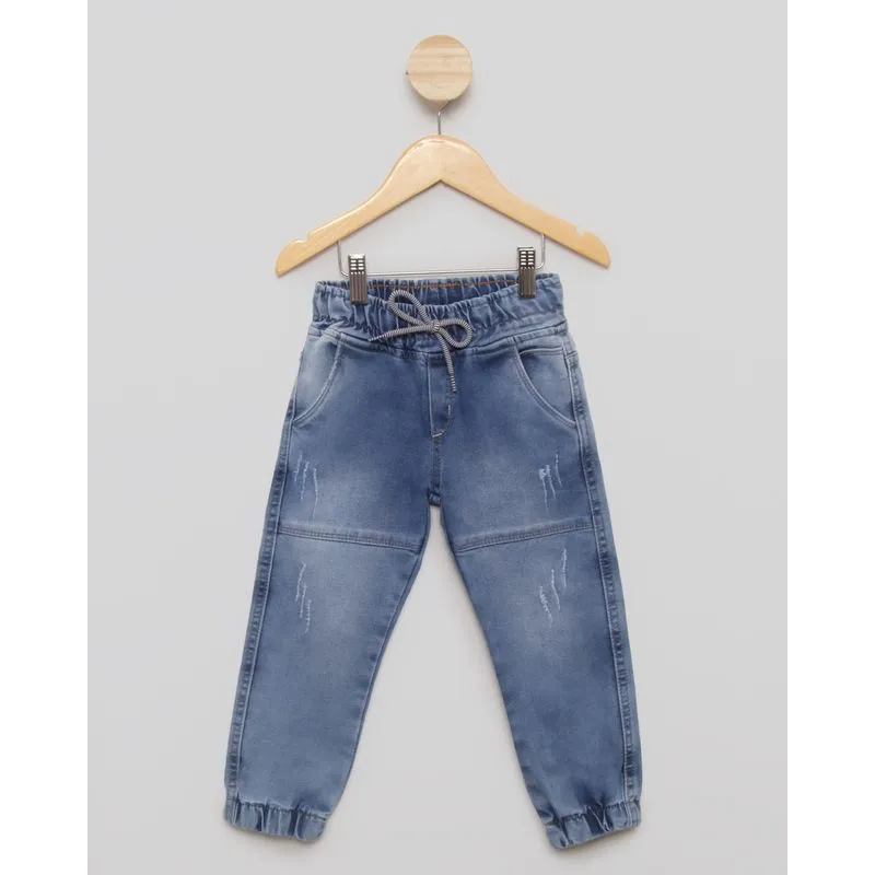 Calça Jeans Bebê Jogger Puídos Azul 3