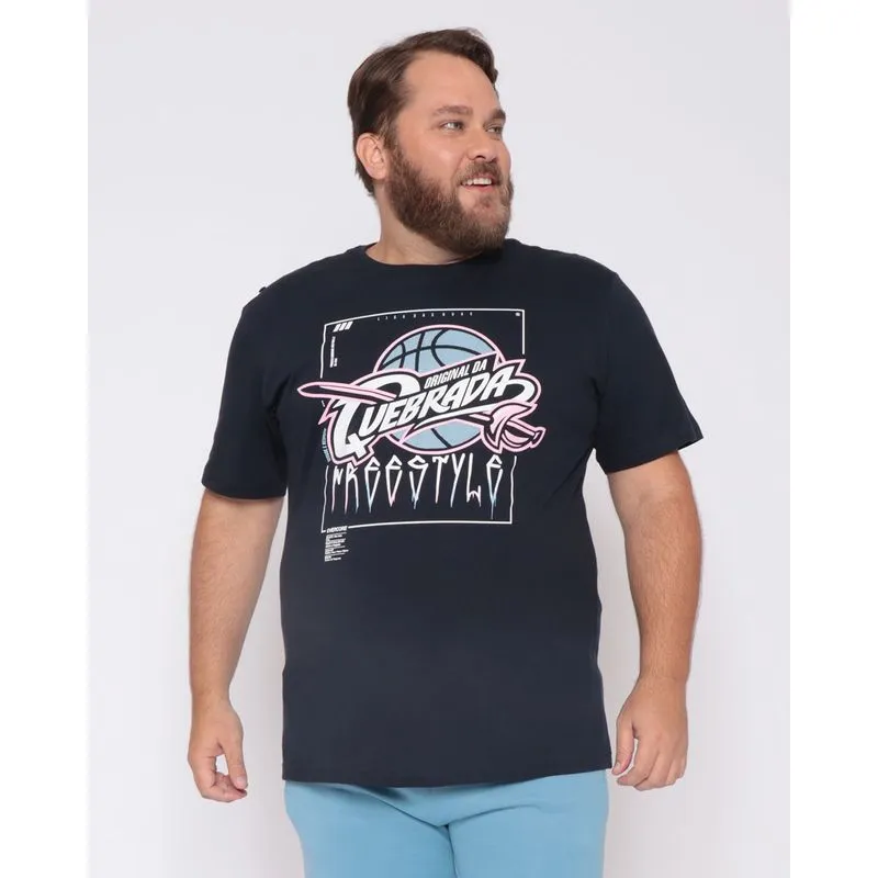 Camiseta Plus Size Masculina Estampa Original da Quebrada Preta G2