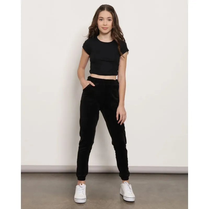 Calça Juvenil Plush Jogger Preta 16