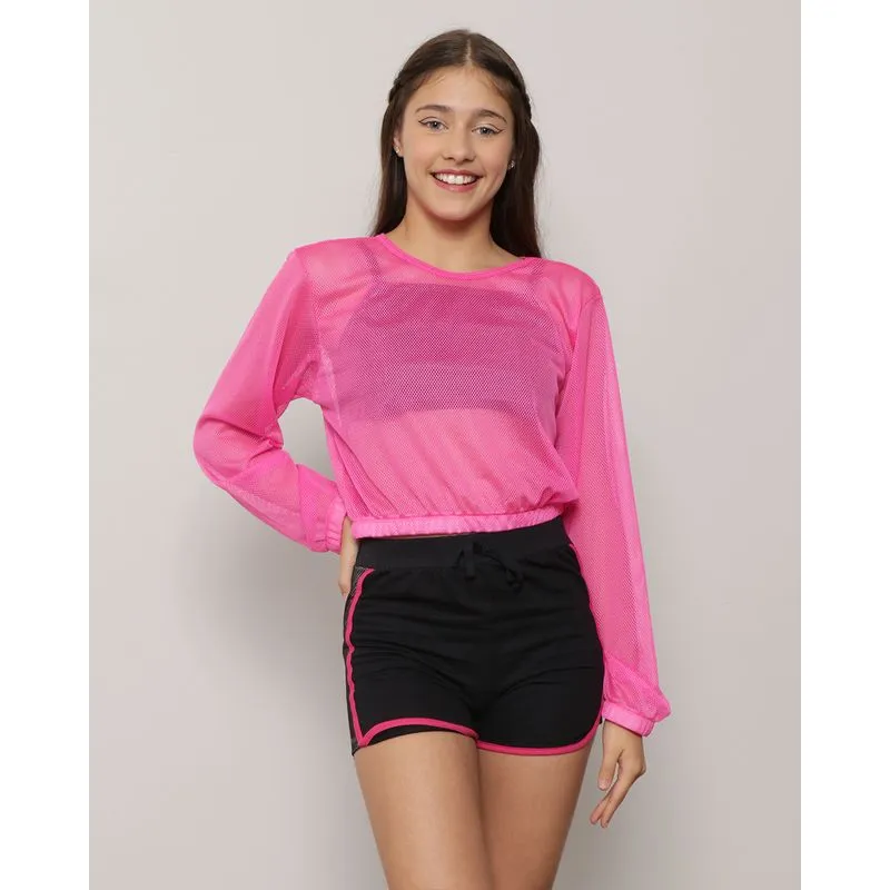 Blusa Juvenil Tela Com Sobreposição Barbie Rosa 16