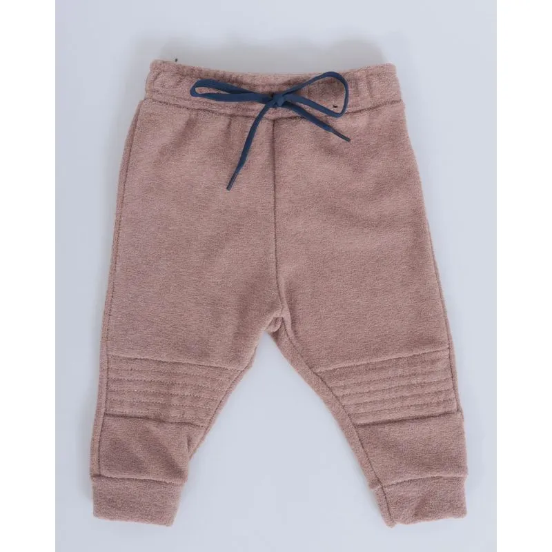 Calça Bebê Boucle Com Elástico Jogger Marrom P