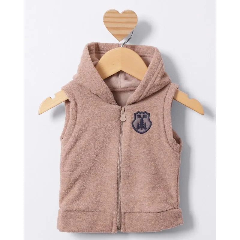 Colete Bebê Com Capuz Poliviscose Marrom 34322000038099UN
