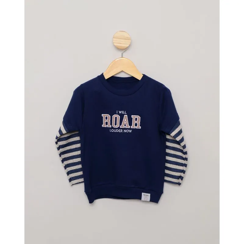 Blusão Moletom Bebê Estampa Roar Marinho 3