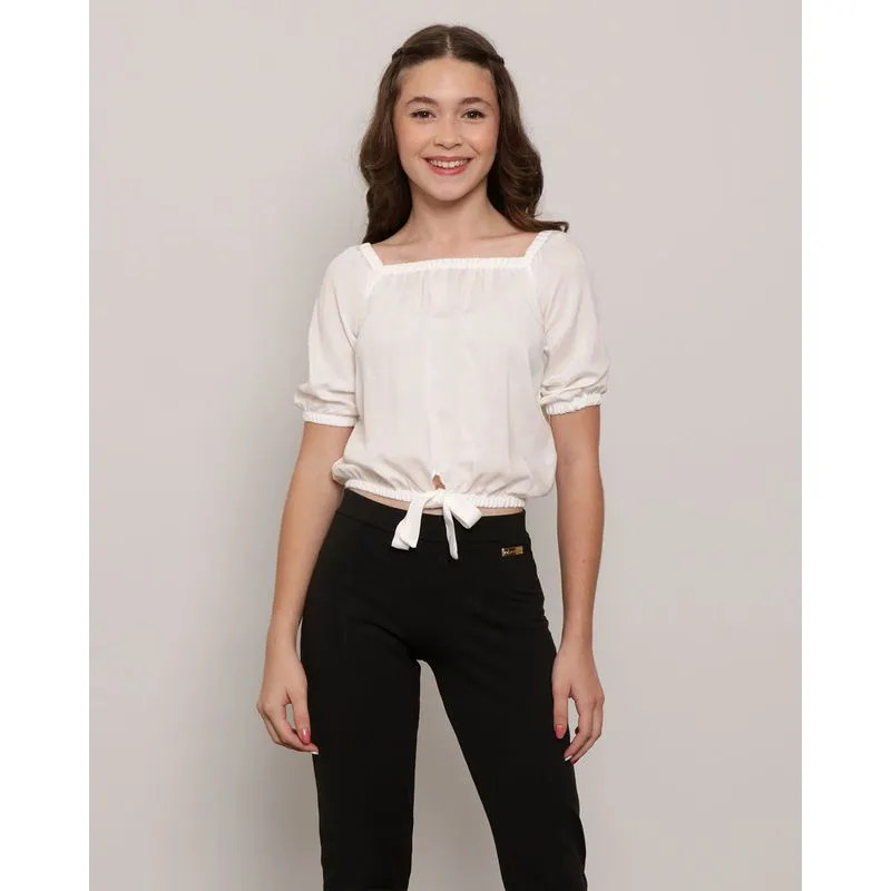Blusa Juvenil Ciganinha Manga Curta Off White 16