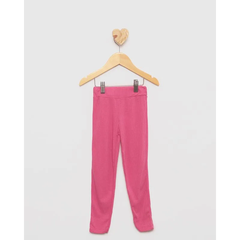 Calça Legging Bebê Canelada Rosa Escuro 3