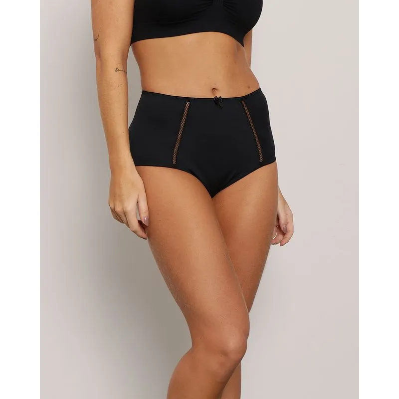 Calcinha Feminina Modeladora Alta Vazada Cetinete Preto M
