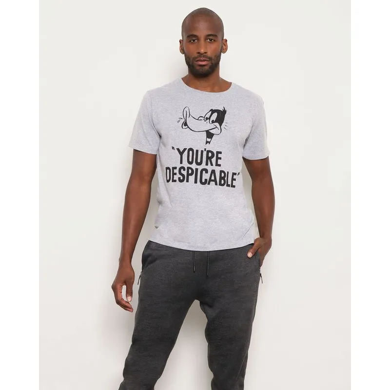 Camiseta Masculina Estampa Patolino Looney Tunes Cinza P