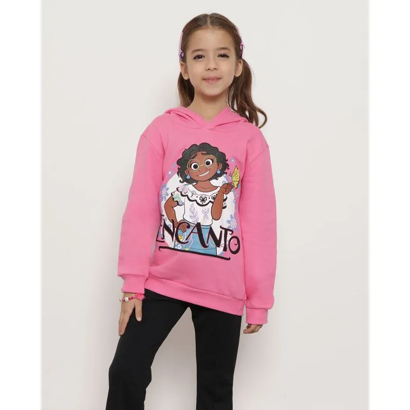 Blusão Infantil Moletom Com Capuz Encanto Disney Rosa 10