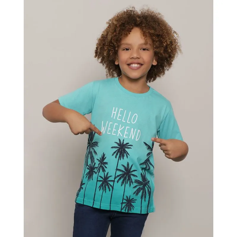 Camiseta Infantil Estampa Tropical Verde Claro 6