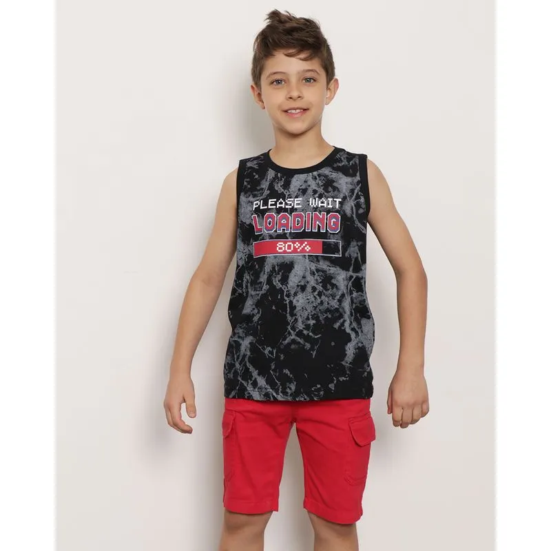 Regata Infantil Estampa Marmorizada Preta 10
