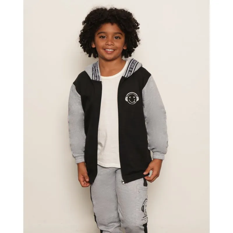 Jaqueta Moletom Infantil Com Capuz Preto 6