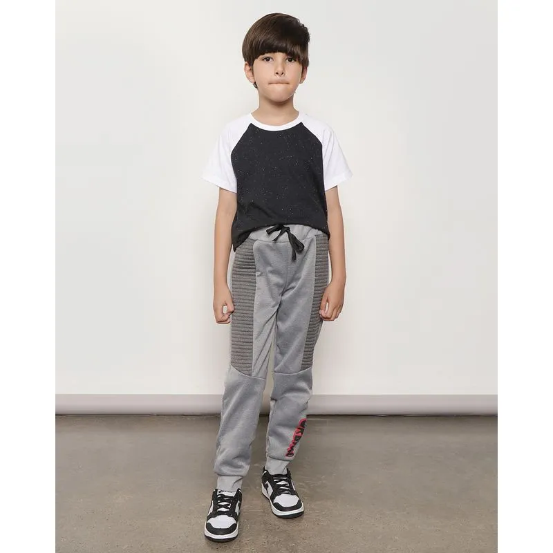 Calça Infantil Helanca Estampa Urban Jogger Cinza 10