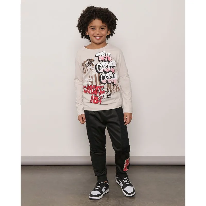 Calça Infantil Helanca Estampa Urban Jogger Preta 4