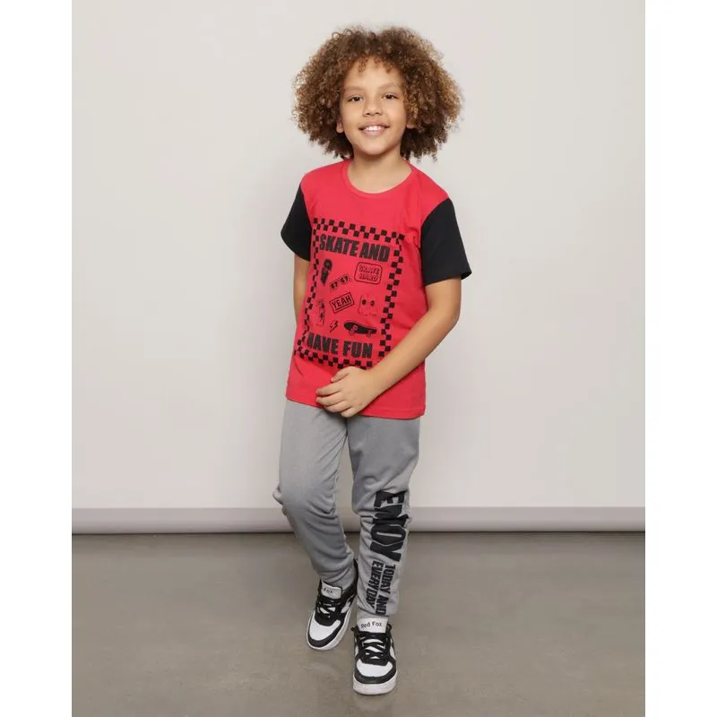 Calça Infantil Jogger Helanca com Estampa Cinza 4