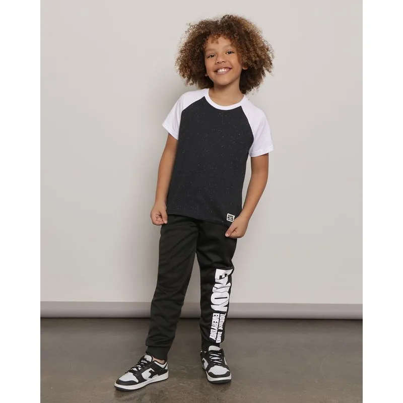 Calça Infantil Jogger Helanca Estampa Enjoy Preta 6