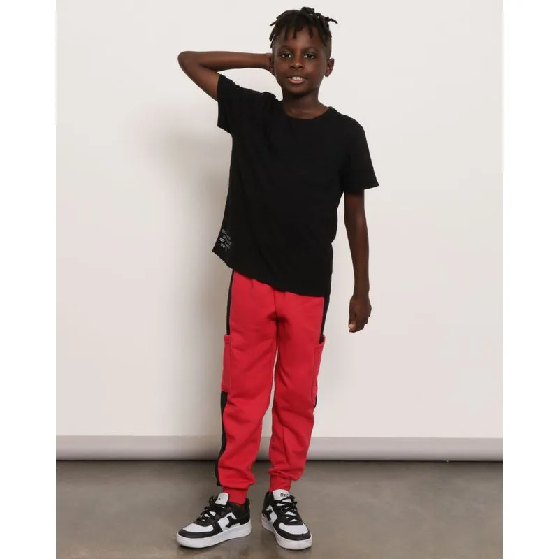 Calça Moletom Infantil Cargo Jogger Vermelha 8