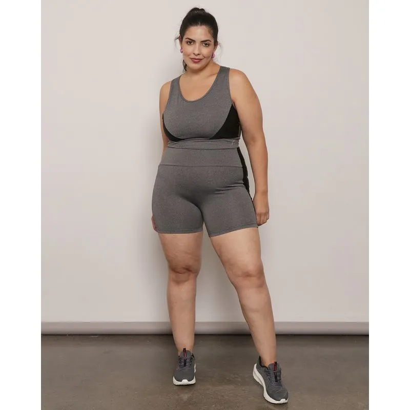 Short Plus Size Feminino Fitness Fitter Ciclista Cinza 12221000116108UN
