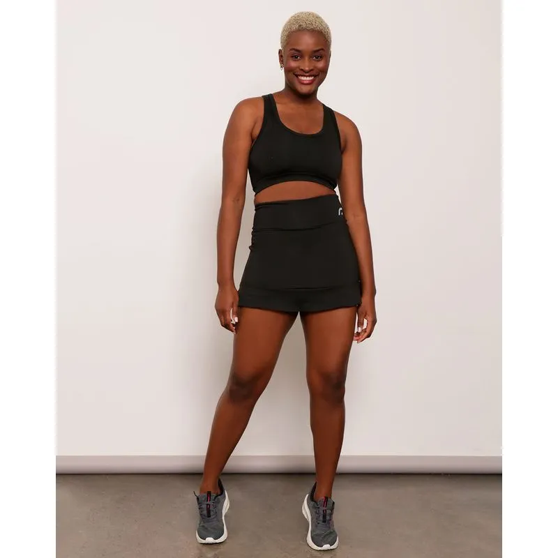 Short Saia Feminino Fitness Fitter Curto Preto G