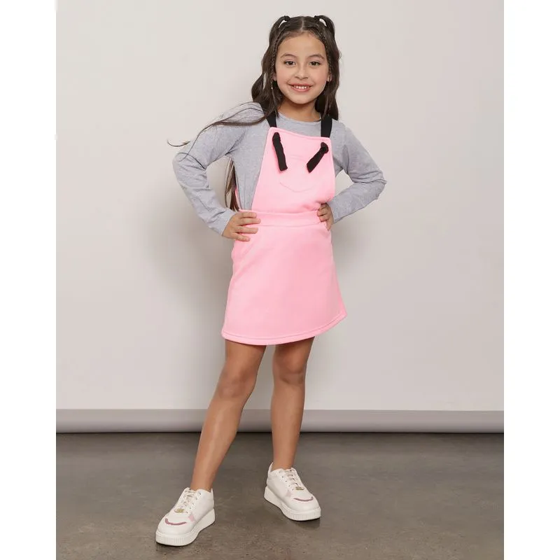 Salopete Infantil Nozinho Bolso Recorte Neon Rosa 10