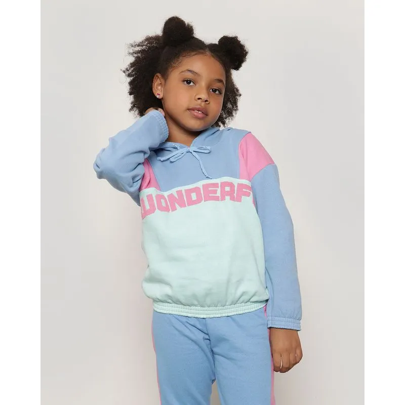 Blusa Moletom Infantil Texturizada Recortes Azul 10