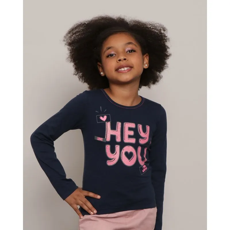 Blusa Infantil Manga Longa Com Estampa Marinho 8