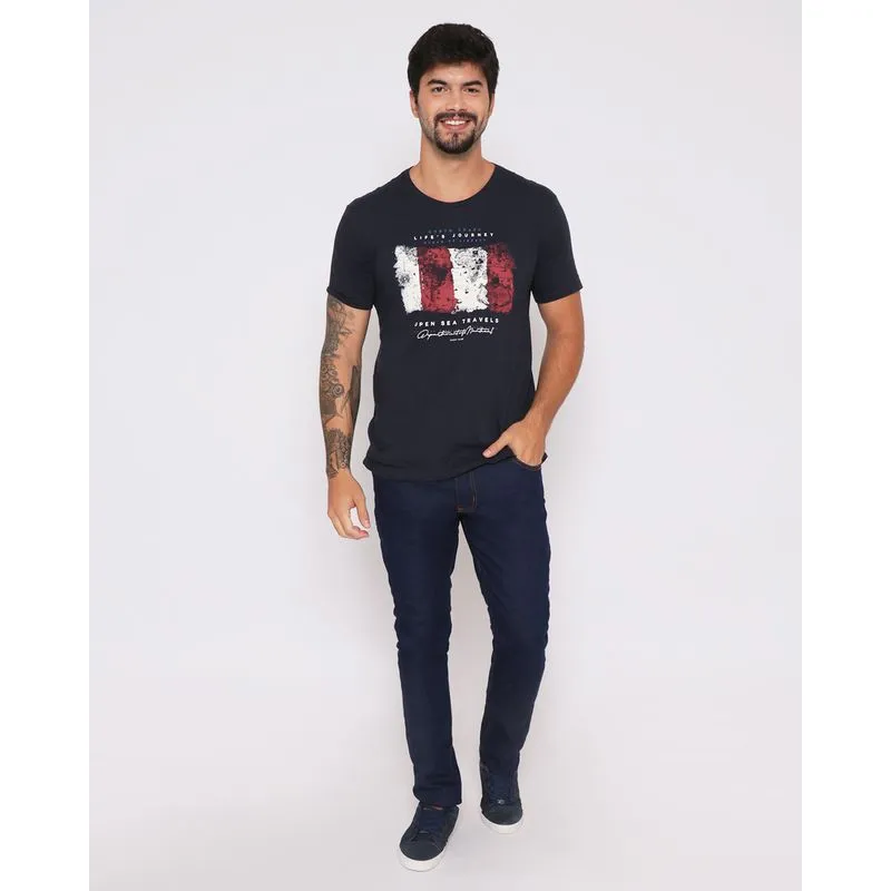 Calça Jeans Masculina Básica Reta Azul 44