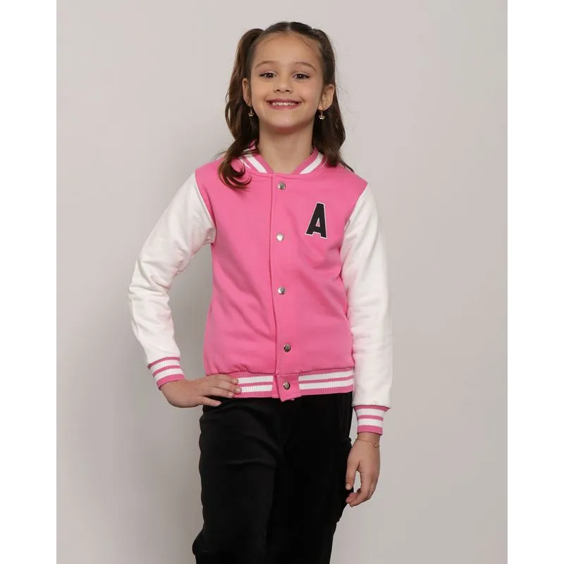 Casaco Moletom Infantil Bomber College Rosa 8