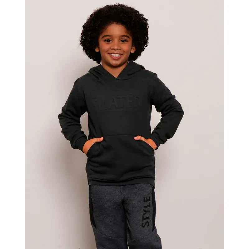 Blusão Moletom Infantil Com Capuz Preto 6