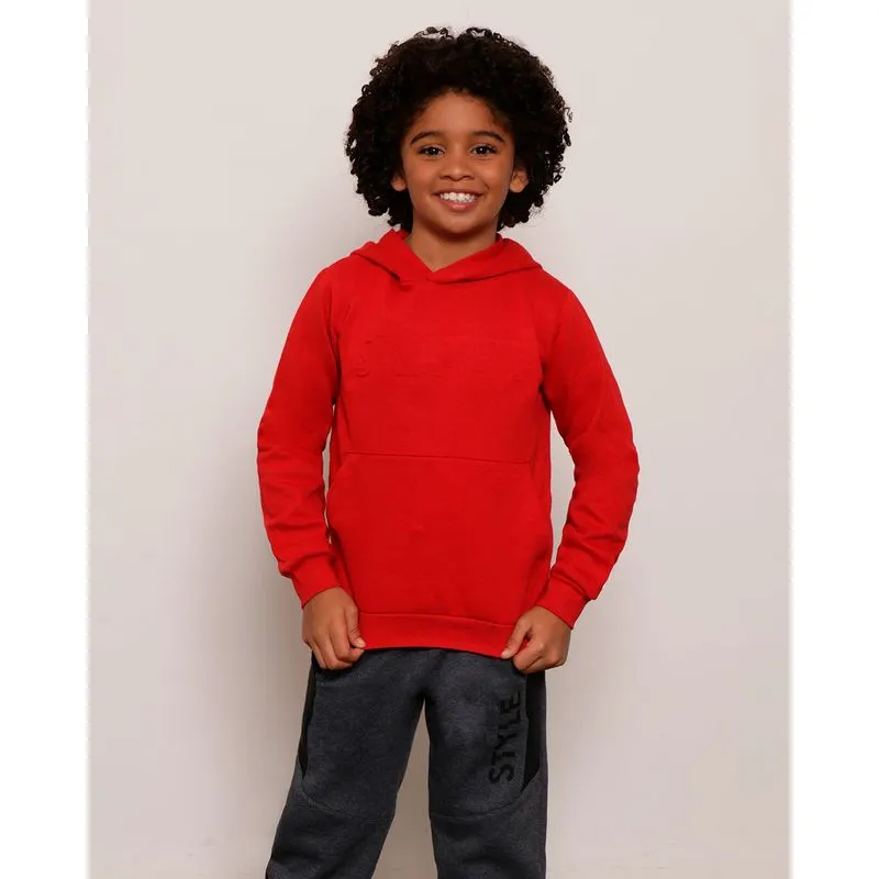 Blusão Moletom Infantil Com Capuz Vermelho 10