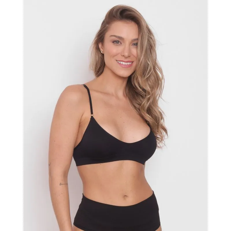 Sutiã Top Nadador Sem Costura Zee Rucci Preto G