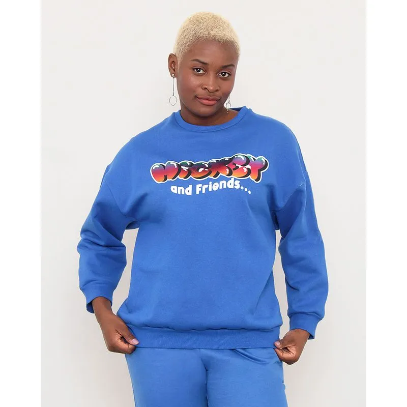 Blusão Moletom Feminino Estampa Mickey Disney Azul M