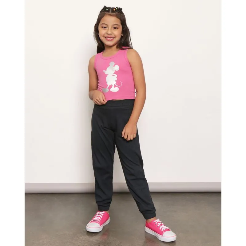 Calça Infantil Jogger Canelada Preta 4