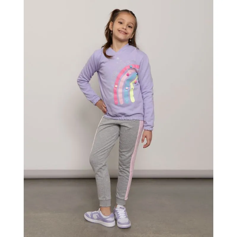 Calça Infantil Jogger Recorte Pelinho Cinza 4