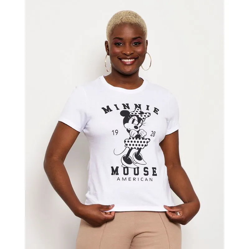 Camiseta Feminina Manga Curta Disney Estampa Minnie Branca P