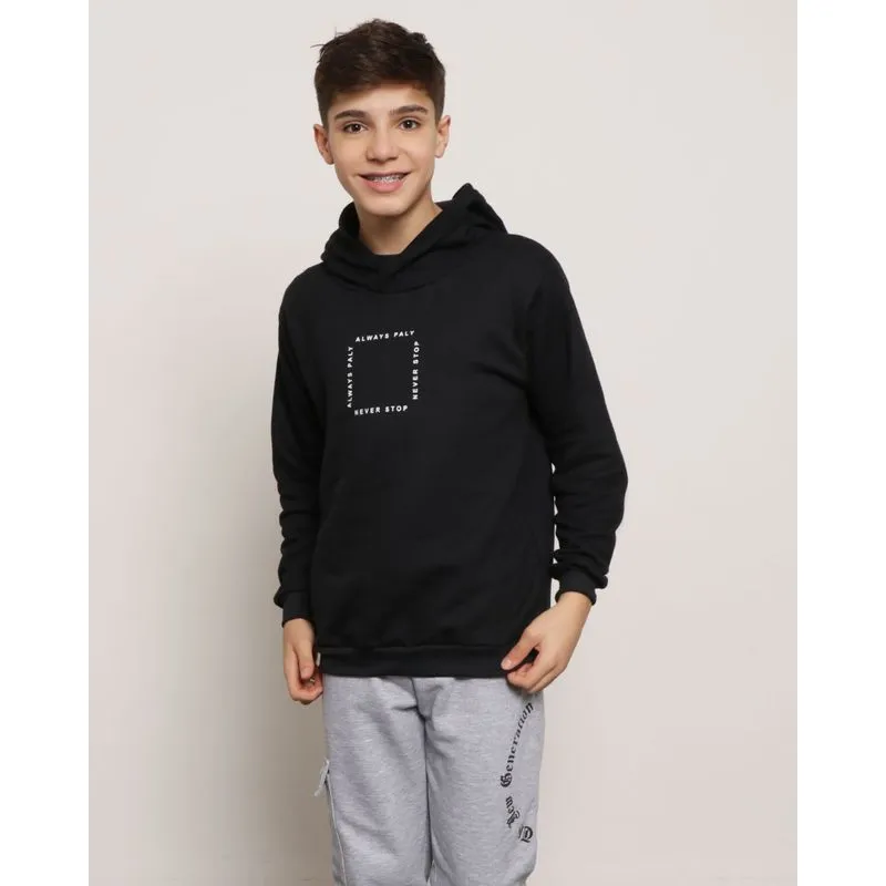 Blusão Moletom Juvenil Estampa Preto 16