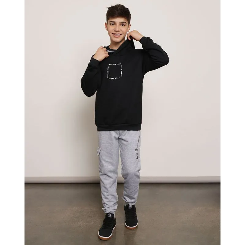 Calça Moletom Juvenil Cargo Authentic Jogger Cinza 12