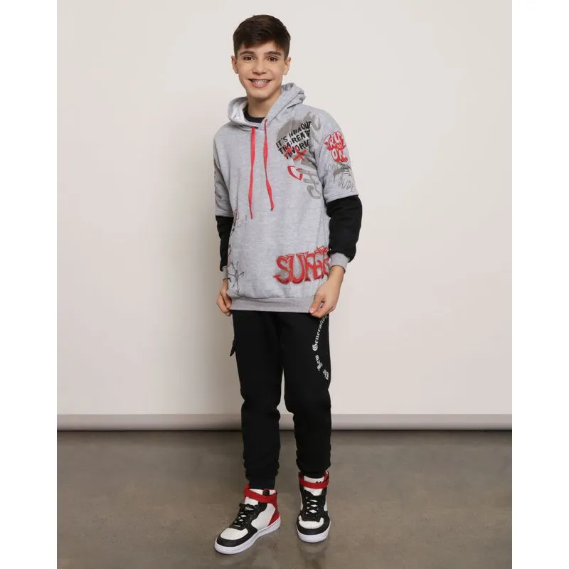 Calça Moletom Juvenil Cargo Authentic Jogger Preta 12