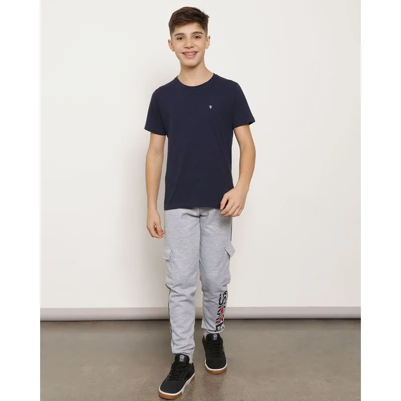 Calça Moletom Juvenil Jogger Cargo Cinza 16