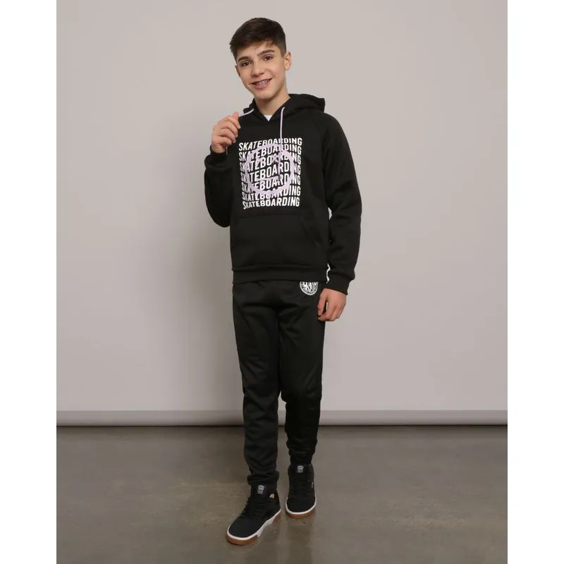 Calça Moletom Juvenil Texturizada Jogger Preta 16